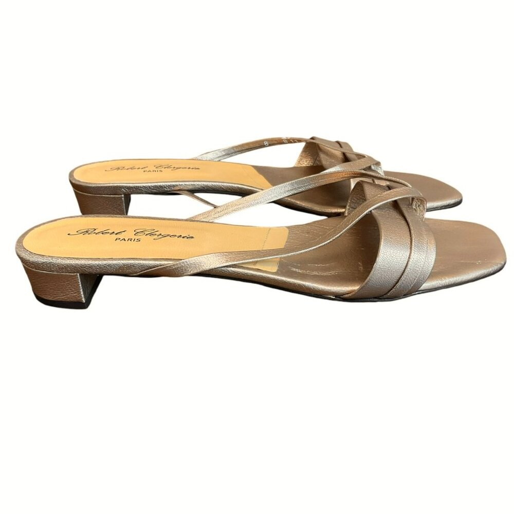 Robert Clegerie Strappy Thong Sandals In Bronze Size 8 Metallic Neutral Slip On